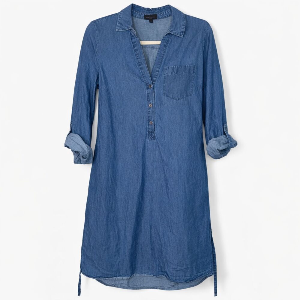 THE LIMITED CASUAL CLASSIC EVERYDAY EASY CHAMBRAY ROLL TAB DRESS SIZE MEDIUM
